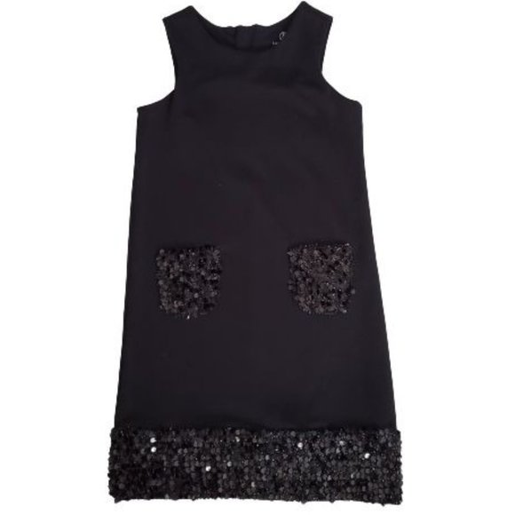 Land's End Kids Girls Black Sleeveless Sequin T-Shirt Jumper Dress Size 6X-7 - Picture 3 of 12